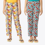 SINI MINI Girls All Over Printed Pant (Pack of 2)Combo