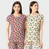 Zebu women's all over print top with neck open (Pack of 2)Combo