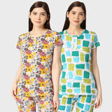Zebu women's all over print top with neck open (Pack of 2)Combo
