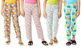 SINI MINI Girls All Over Printed Pant (Pack of 4)Combo