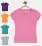 SINI MINI designer pure cotton solid half sleeve tshirt (Pack of 5)