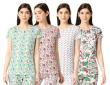 Zebu women's all over print top with neck open (Pack of Four)Combo