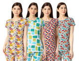 Zebu women's all over print top with neck open (Pack of Four)Combo