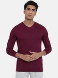 Zebu Men's Solid V Neck Cotton Full Sleeve T-shirt (pack of 1)