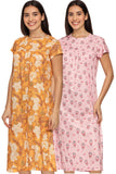 Zebu All Over Printed Round Neck Half Sleeve nightdress (pack of 2)