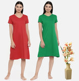 Zebu Trendy Cotton Nightdress (Pack of 2 ) Combo