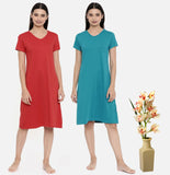 Zebu Trendy Cotton Nightdress (Pack of 2 ) Combo