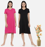 Zebu Trendy Cotton Nightdress (Pack of 2 ) Combo