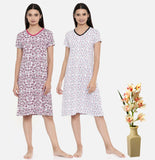 ZEBU Women's All Over Printed Night Dress (Pack of 2 ) Combo