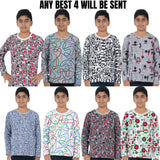 Now Or Never Trendy Cotton Blend Full Sleeve Printed T-shirt (pack of 4)