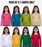 SINI MINI trendy pure cotton solid full sleeve tshirt (Pack of 5)