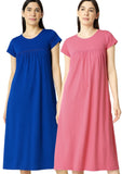 Zebu Solid Round Neck Half Sleeve nightdress (pack of 2)