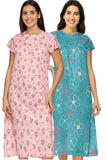 Zebu All Over Printed Round Neck Half Sleeve nightdress (pack of 2)