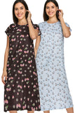 Zebu All Over Printed Round Neck Half Sleeve nightdress (pack of 2)