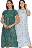 Zebu All Over Printed Round Neck Half Sleeve nightdress (pack of 2)