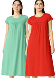 Zebu Solid Round Neck Half Sleeve nightdress (pack of 2)