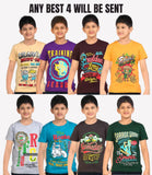 DONGLI Boy's Pure Cotton Printed Half Sleeve T-Shirts (Pack of 4)