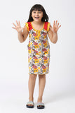 SINI MINI Girls Cotton Frill Sleeve Dress With Allover Printing (Pack of one)