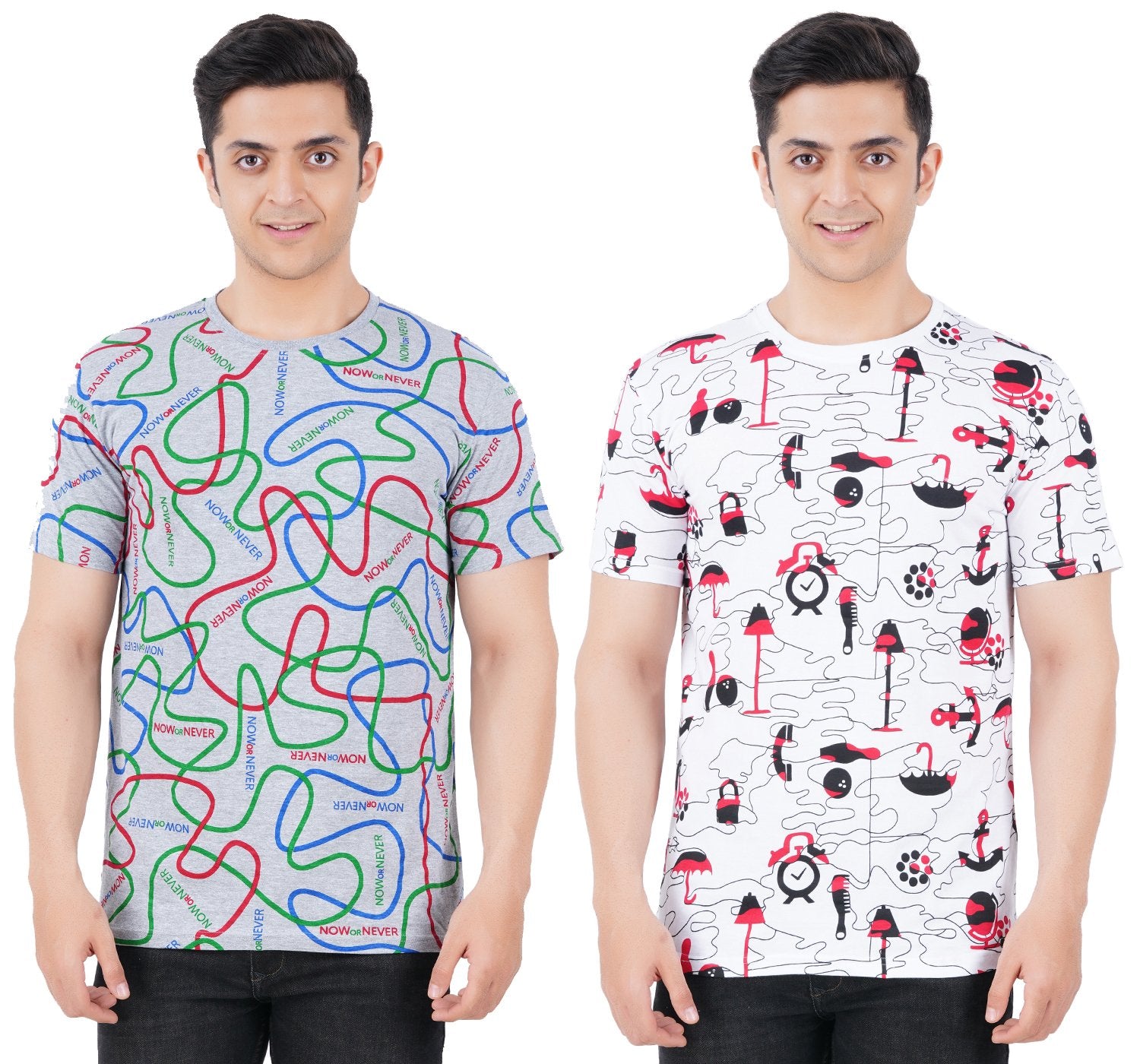 Now Or Never Trendy Cotton Blend All Over Printed T-shirt (pack of 1)