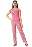 SINI MINI Girls Half Sleeve Top & Printed Pant (Pack of 1) Night Suit Set