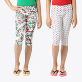 SINI MINI Girls All Over Printed Capri( Pack of Two)Combo