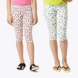 SINI MINI Girls All Over Printed Capri( Pack of Two)Combo