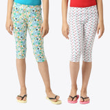 SINI MINI Girls All Over Printed Capri( Pack of Two)Combo