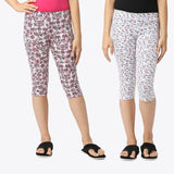 SINI MINI Girls All Over Printed Capri( Pack of Two)Combo