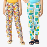 SINI MINI Girls All Over Printed Pant (Pack of 2)Combo