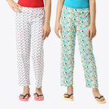 SINI MINI Girls All Over Printed Pant (Pack of 2)Combo