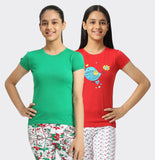 SINI MINI Girls Half Sleeve With Round Neck Printed Top ( Pack of Two)Combo