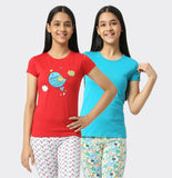 SINI MINI Girls Half Sleeve With Round Neck Printed Top ( Pack of Two)Combo