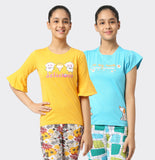 SINI MINI Girls Half Sleeve With Round Neck Printed Top ( Pack of Two)Combo
