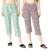 ZEBU Women's  All Over Printed Capri(Pack of 2 ) Combo