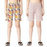 ZEBU Women's  All Over Printed Shorts(Pack of 2 ) Combo