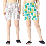 ZEBU Women's  All Over Printed Shorts(Pack of 2 ) Combo