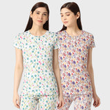 Zebu women's all over print top with neck open (Pack of 2)Combo
