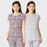 Zebu women's all over print top with neck open (Pack of 2)Combo