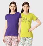 ZEBU Women's Half Sleeve Printed Top (Pack of Two) Combo