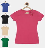 SINI MINI designer pure cotton solid half sleeve tshirt (Pack of 5)