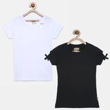 SINI MINI designer pure cotton solid half sleeve tshirt (Pack of 2)