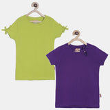 SINI MINI designer pure cotton solid half sleeve tshirt (Pack of 2)