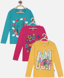 SINI MINI trendy pure cotton printed full sleeve tshirt (Pack of 3)