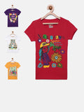 SINI MINI abstract pure cotton printed half sleeve tshirt (Pack of 4)