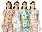 Zebu women's all over print top with neck open (Pack of Four)Combo