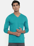 Zebu Men's Solid V Neck Cotton Full Sleeve T-shirt (pack of 1)