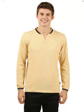 Zebu Men's Solid Henley Neck Cotton Full Sleeve T-shirt (pack of 1)